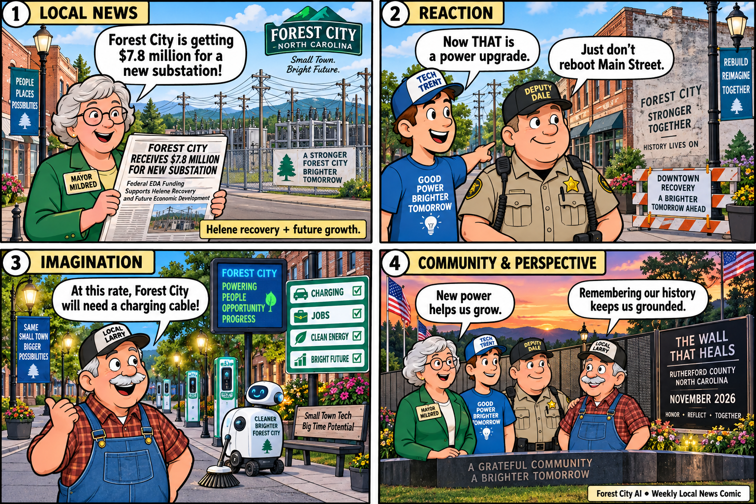 Forest City AI comic strip about